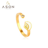 ASON Trendy Shell Finger Ring Stainless Steel Conch Pattern Open Ring for Women Wedding Ring Christmas Gift Accessory