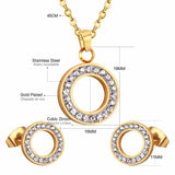 Women Bridal Jewelry Sets Zircon Crystal Pendants Necklaces Stainless Steel Jewelry Set