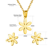 ASON Jewelry 316L Stainless Steel Gold Color Jewelry Sets for Women Flower Pendant Necklace Small Earrings for Femme