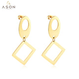 ASON classique couleur or carré pendentif balancent Piercing boucles d'oreilles en acier inoxydable boucle d'oreille pour femmes accessoires bijoux 