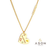 ASON Trendy Gold Color Heart Pendant Necklace 316L Stainless Steel Choker for Women Christmas Gift Jewelry Accessory