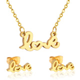 Conjuntos de joyas de oro de acero inoxidable para amantes, collares de boda con letras, pendientes, conjunto de joyas de Dubái para mujeres y niñas