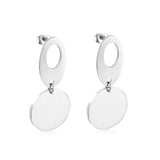 ASON Classic Gold Color Round Pendant Drop Earring Stainless Steel Dangle Earring for Women Gift Accessories Jewelry