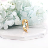 ASON Slender Casual Carved Layer Letter Ring Stainless Steel Gold Color For Women Fashion Jewelry Accessory Daily Patry