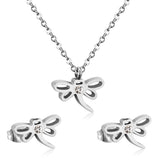 ASON Dragonfly Necklace Earrings Jewelry Set Stainless Steel Gold Color Animal Pendants Necklaces Statement Fashion Jewelry