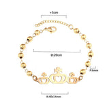 ASON Newest Gold Beaded Exteder Chains Bracelets Stainless Steel Crown Shape Lobster Clasp Bracelets Bangle Female Party