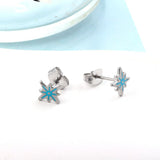 Pendientes de acero inoxidable con forma de estrella de la suerte para mujeres y niñas, chapado en oro, Color plateado, Piercing de oreja a la moda, venta al por mayor 