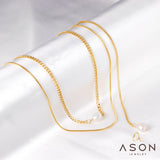 ASON Vintage Imitation Pearl Multi-layer Chains Necklace Gold Color Stainless Steel Jewelry for Women Fashion Gift Boho