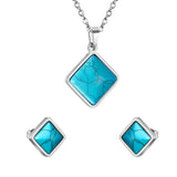 ASON Set Jewelry Women Stainless Steel Geometry Enamel Pendant Necklace Earrings Sets Wholesale Friend Gift