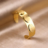 Gold Color Luxury Male Bangles Sculpture Bangle Carving Printed Stainless Steel Bangle Cuff Bracelet Hand Accessory