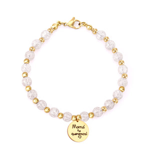 ASON couleur mixte boule perlée graver MaMa Bracelets Bracelets couleur or acier inoxydable pour les femmes anniversaire fête des mères cadeau