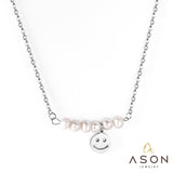 ASON Trendy Double Chains Necklace with Baroque Pearl Pendant Necklace Gold Color Women Fashion Jewelry Party Gift