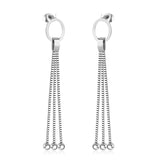 ASON Modern Statement Drop Earring with Steel Ball Tassel Dangle Earrings Stainless Steel Jewelry for Women Girl Party Gift