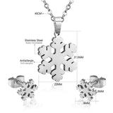 ASON Snowflake Pendant Necklace Female Accessories Stainless Steel Gold Color Cute Stud Earring Fashion Jewelry Party Gift