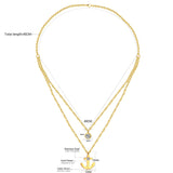 ASON Collier Femme Stainless Steel Double Chain Necklace Gold Color Anchor Pendants Women Choker Collars Fashion Jewelry