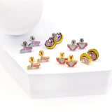 Pendientes bonitos para niñas, diseño acrílico, animales, Piercing, mariposas, pingüino de acero inoxidable, infantil, brinco