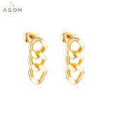 ASON Cool Chain Pendant Punk Piercing Earring Stainless Steel Stud Earrings Gold Color for Women Party Gift Fashion Jewelry