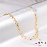 ASON – collier multicouche en perles d'imitation Vintage pour femmes, chaînes multicouches, couleur or, en acier inoxydable, bijoux à la mode, ras de cou, doux 