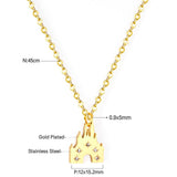 ASON Gold Color Lovely Castle Pendant Necklace with Cubic Zirconia Stainless Steel Choker for Women Men Fashion Jewelry