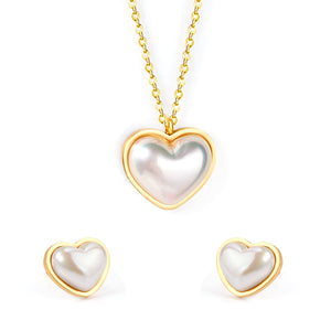 Lover Jewelry Sets Romantic Style Heart Shape Imitation Pearl Pendant Necklace Earring Brinco Collars Choker Party