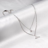 ASON Double Chains Star Fishtail Pendant Necklace with Cubic Zirconia Stainless Steel Necklace for Women Trendy Jewellry