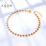 ASON 33 Red Eyes Accessories Chain Anklet Bracelets Gold Color Stainless Steel For Women Trendy Summer Boho Jewelry Fashion