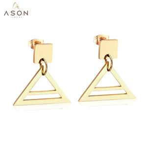 ASON Stainless Steel Triangle Drop Earrings Dangle for Women/Girl Gold Color Push Back Earrings Christmas Gift Dropshipping