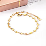 ASON Sweet Heart Charms Anklet Gold Color Stainless Steel Foot Chain with Extender 23+5cm Fashion Jewelry Party Gift