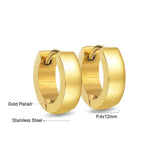 ASON Korea Simple Style Statement Piercing Hoop Earrings Jewelry for Women Men Gold Color Stainless Steel Fashion Jewelry