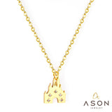 ASON – collier avec pendentif château couleur or, ras du cou en acier inoxydable, zircone cubique, pour femmes et hommes, bijoux à la mode 