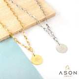 ASON-collar con colgante de estrella de la suerte para mujer, cadena redonda de moda, cadenas de acero inoxidable de Color dorado, gargantillas de joyería de estilo Simple