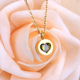 ASON Heart Cubic Zirconia Round Pendants Stainless Steel Chains Necklace Gold Color Accessories Wholesale Daily Wear Choker