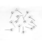 ASON 100pcs/lot Earring Base Round Blank 316L Stainless Steel Pentagonal Claw Base For DIY Jewelry Making Accessories Gift