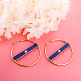 Gold Color Round Hoop Earrings Bijoux Female NO Fade Stainless Steel Star Earring Fashion Jewelry New Punk Jewelry