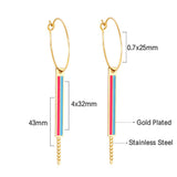 Dangle Pendants Earrings Statement Brand New Trendy Layered Drop Earrings For Office Lady Rectangle Drops Hoops