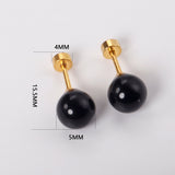 ASON Gold Color Imitation Pearl Screw Stud Earring Set for Women Girl Ear Piercing Stainless Steel Piercing Earring Jewelry