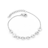 ASON Round Disc Charm Trendy Bracelet 316L Stainless Steel Bangle with Extender Women Fashion Jewelry Gift Accessories