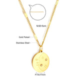 ASON clásico etiqueta redonda estrellas Luna patrón encanto colgante collar Color oro acero inoxidable para mujeres hombres joyería gargantillas