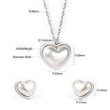 Lover Jewelry Sets Romantic Style Heart Shape Imitation Pearl Pendant Necklace Earring Brinco Collars Choker Party