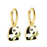 Pendientes colgantes de animales bonitos para mujer y niña, aretes colgantes de Panda, dijes de dinosaurio y Rana, aros Grunge, joyería para las orejas, nuevo