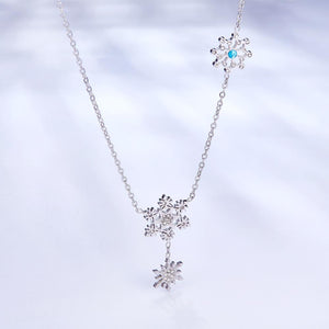 Exquisite Silver Color Snowflake Pendant Necklaces For Women Wedding Jewelry 2022 Female Choker collares para mujer