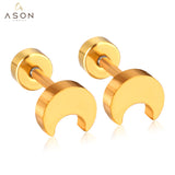 ASON Scurb étoile lune vis Piercing boucles d'oreilles en acier inoxydable couleur or pour femmes accessoires uniques bijoux de noël 