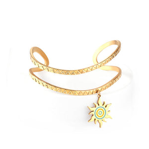 Brazaletes bohemios con diseño de sol, colgantes de gotas, pulseras de diseñador de doble capa, brazaletes para mujer a la moda