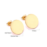 ASON Simple Style Gold Color Round Shape Piercing Stud Earrings Stainless Steel Ladies Earrings Pendientes Mujer Party Gift