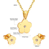 Cute Style Cubic Zirconia Jewelry Sets Flower Pendant Necklace Earring Sets For Women Whoeasle Jewerly gift