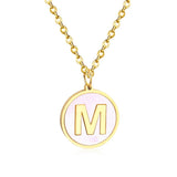 Stainless Steel Round Initial Pendant Necklace Gold Color 26 A-Z Letter Necklaces For Female Party Friend Wholesale