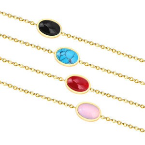 Pulseras ASON para mujer, pulsera de cadena de eslabones estilo bohemio negro/rosa/azul/rojo, regalo ajustable de acero inoxidable para mujer y niña