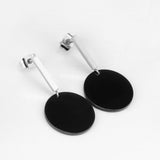 Conjunto de pendientes de acero inoxidable con círculo negro para mujer, joyería de moda, pendiente con gota que cuelga 2020 Brincos