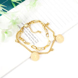 Pulsera multicapa de Color dorado ASON con dije de moneda, pulseras de acero inoxidable con extensor de cierre de langosta para mujer 