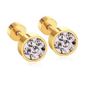 Hot Sale Colorful CZ Stone Screw Stud Earrings For Women/Girl Stainless Steel Earrings Fashion Jewelry Bijoux